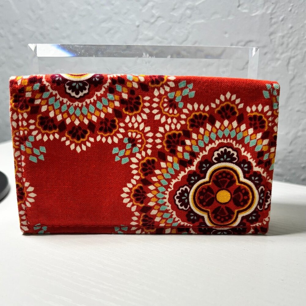 Vera Bradley Paprika Red Orange Floral Quilted Cotton Euro Wallet - Picture 2 of 3